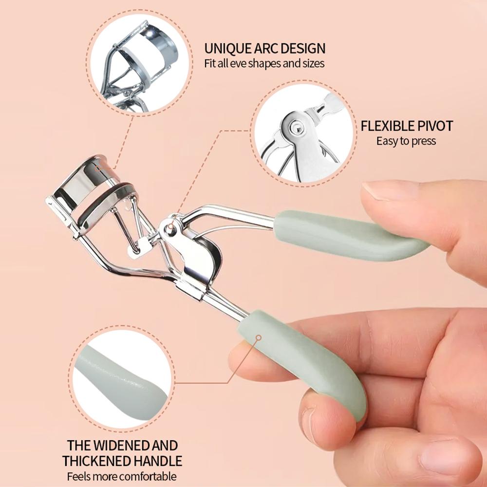 Wimpernzange mit Wimpernkamm, Professionelle Wimpernzange, Make-Up-Tool, Lash Curler, Inkl. zusätzlichem Gummi-Ersatzpad