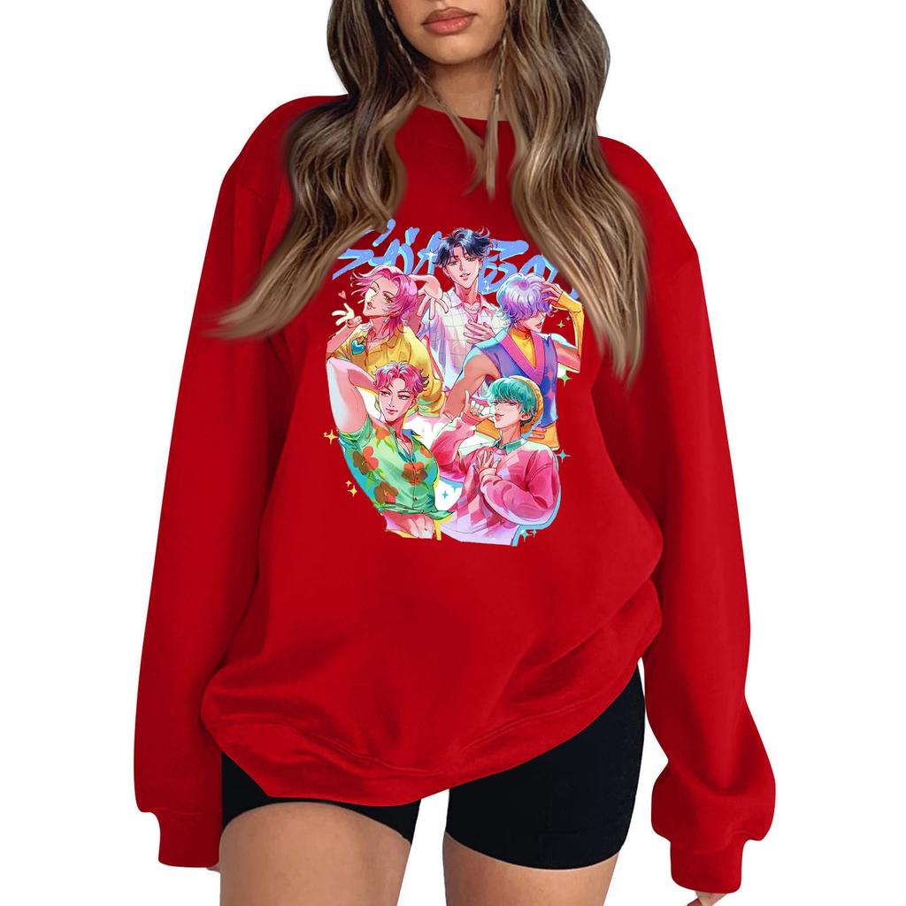 Damenmode Lässig Bedruckt Lässig Langarm Rundhals Sweatshirt Top