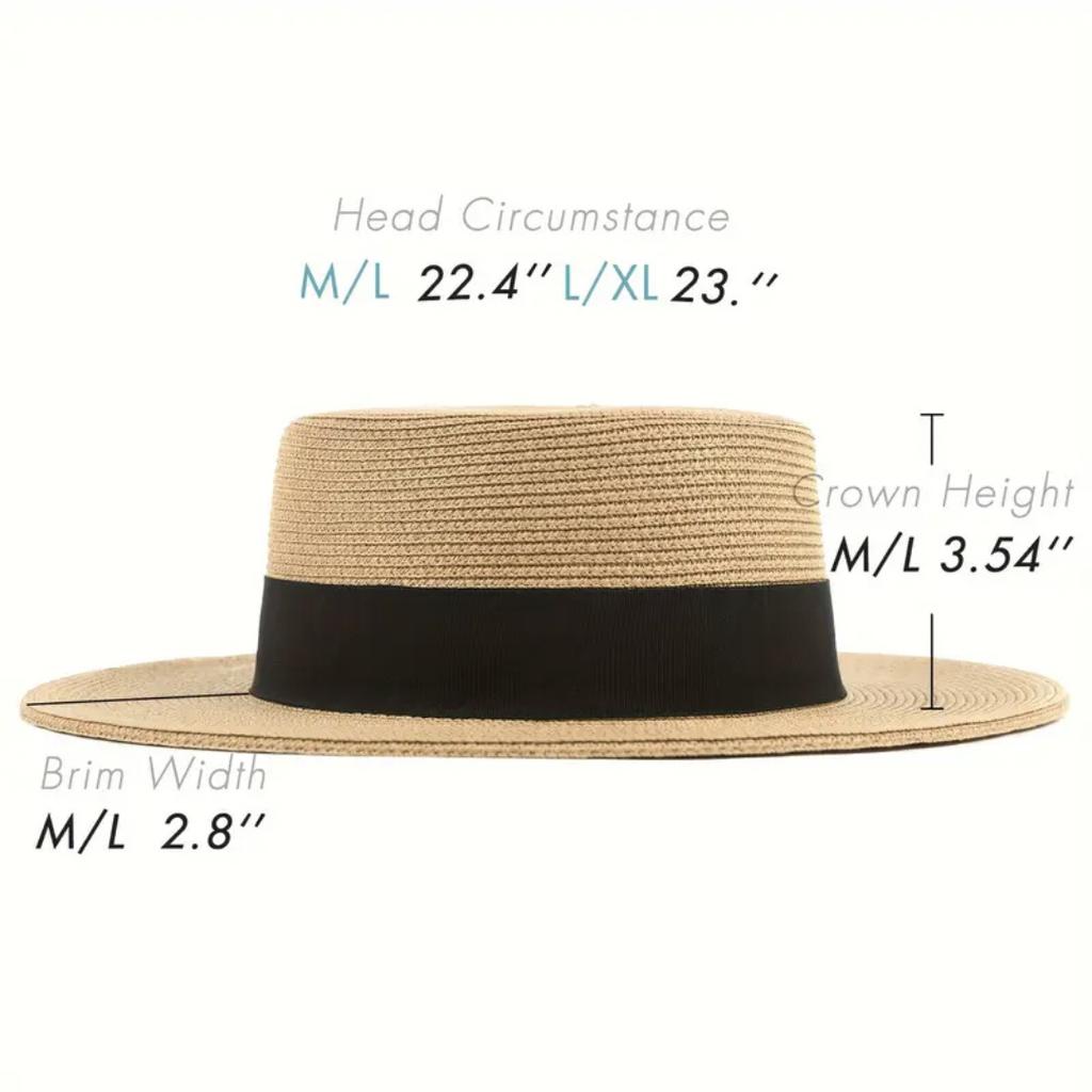 Nowy francuski płaski kapelusz słomkowy z dużą obwodem głowy, damski letni kapelusz plażowy top hat, duży rozmiar, powiększony kapelusz przeciwsłoneczny