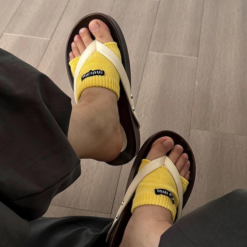 Fashion Women's Platform Slippers 2025 Summer New Japanese Retro Wood Grain Slippers Fashion Thick Sole Clip Toe Sandals Flip Flops