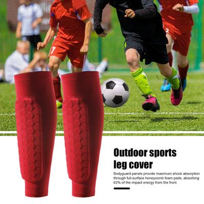 2 Pares Espinilleras de Fútbol para Niños Jóvenes Adultos Manga de Compresión para Pantorrilla con Almohadillas de Panal Equipo Protector para Fútbol Béisbol Boxeo