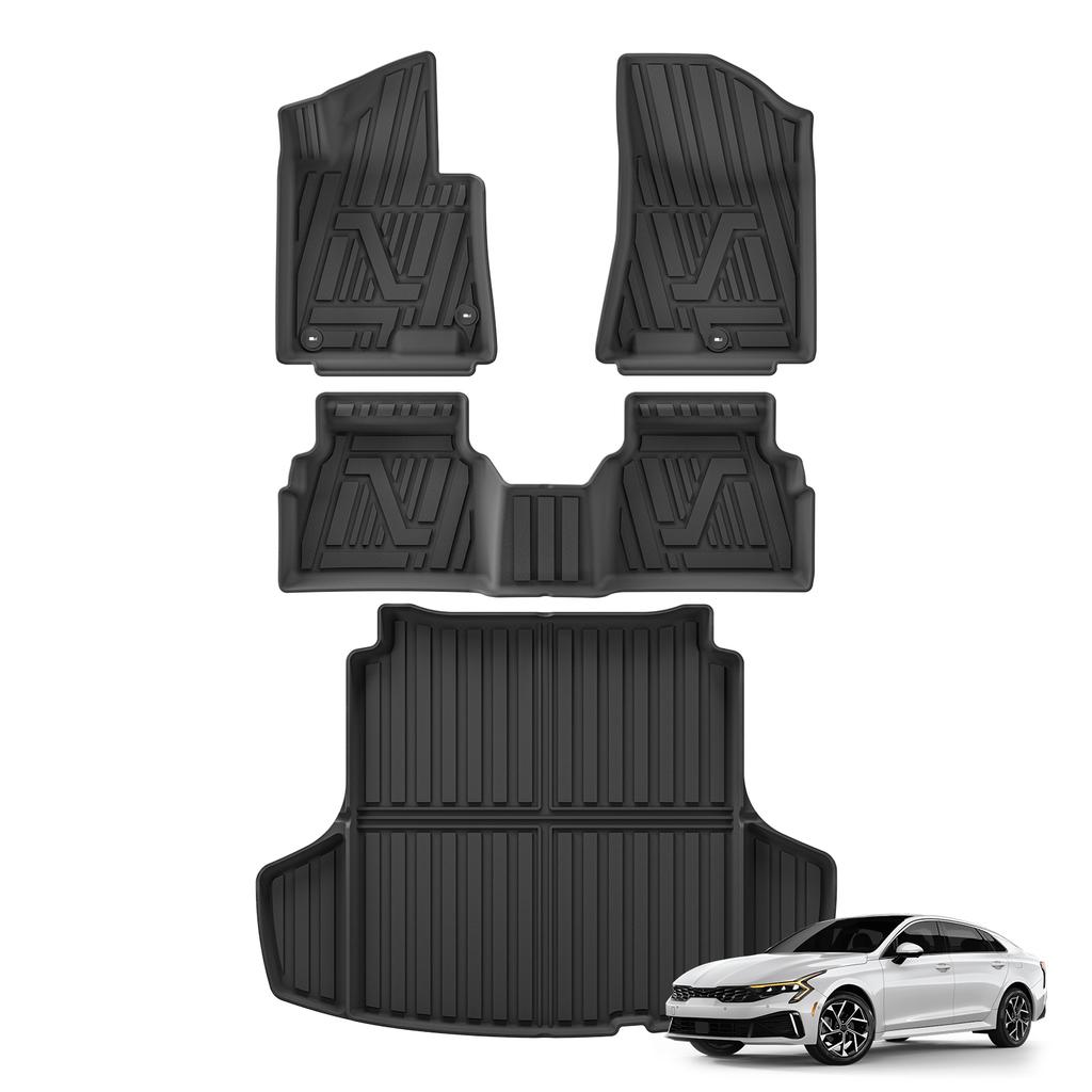 LUCKEASY Left Hand Drive for Kia K5 2021‑2025 FWD /Hyundai Sonata Not Fit PHEV  2020‑2025 TPE Floor Liners Car Accessories Black