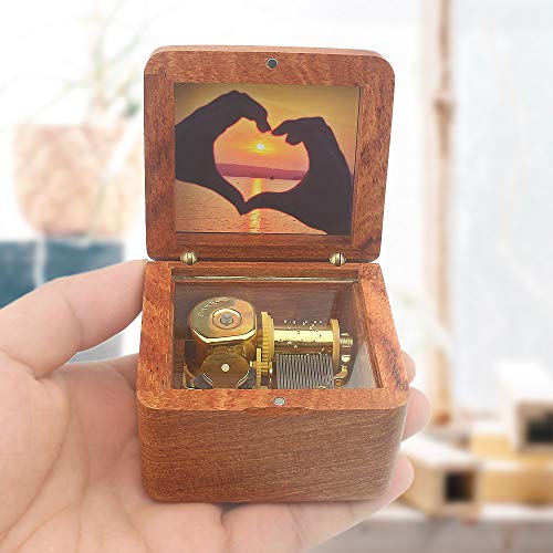Sinzyo Wooden Music Box with Mini Photo Frame, Perfect for Respect for the Aged Day, Birthdays, Mother's Day, or Valentine's Day (Special Rosewood, So