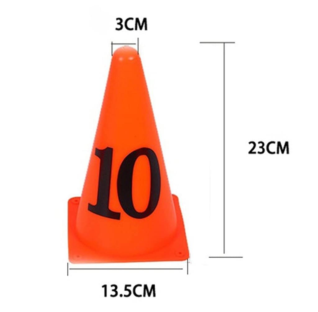 [narunaru] Marker Cones with Numbers, Set of 10, for Soccer, Track and Field, Training, and Marking