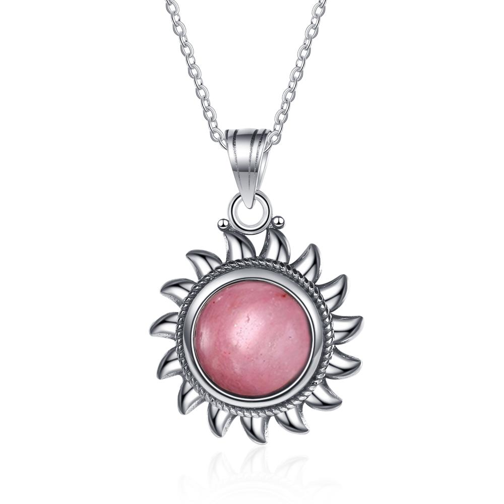 Naturligt Labradorit Ametist Halsband S Silver Vintage Solform Krom Halsband för Kvinnor Gåva