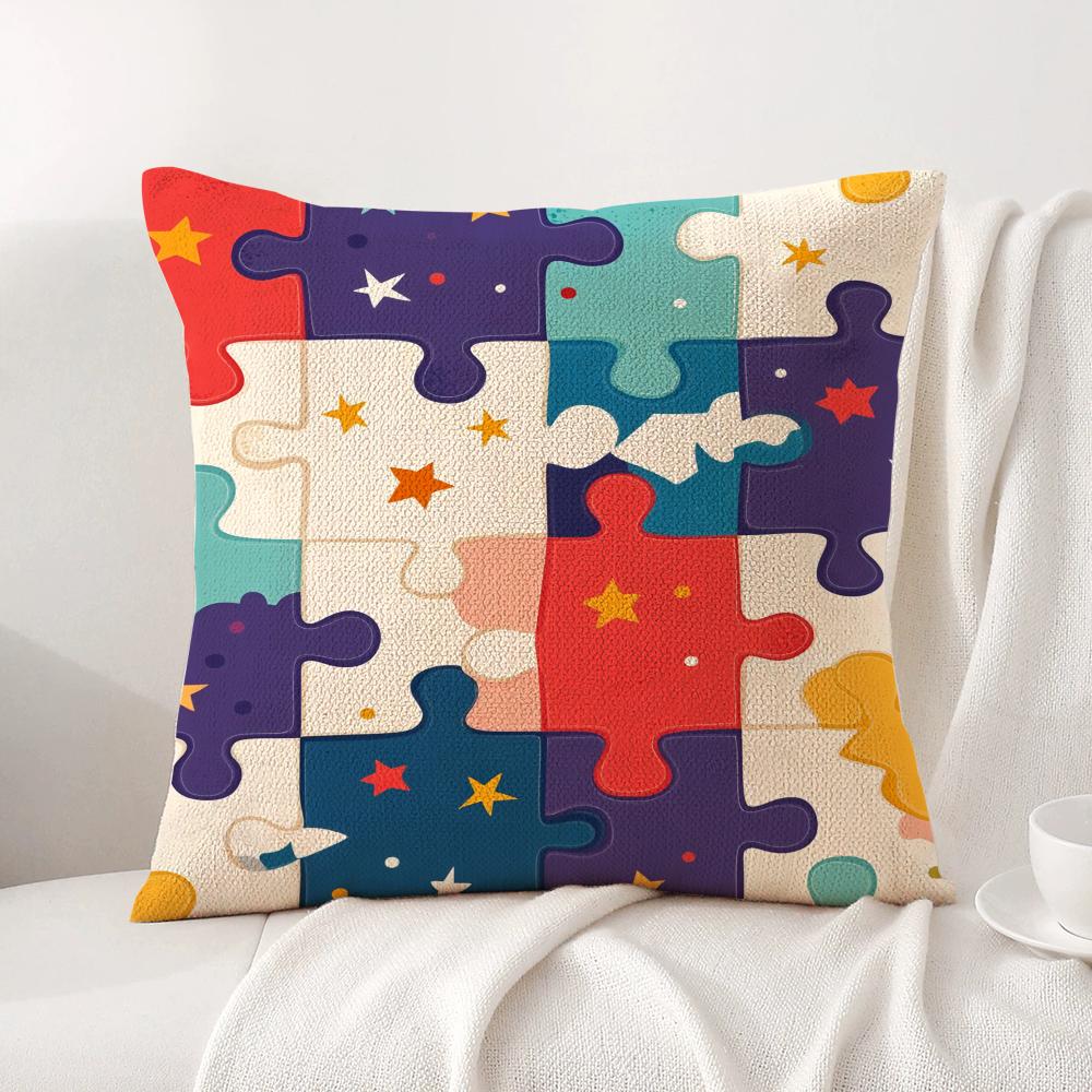 

Fun puzzle patterns Cushion Cover Natural Linen Organic Fabric DoubleSided Printing Sofa Home Decor Gift Pillow Cover 30x30cm
