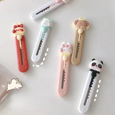 1 Piece Mini Cute Knife Kawaii Cartoon Animal Box Cutter Small Portable Scrapbook Paper Cutter Letter Opener Student Supplies