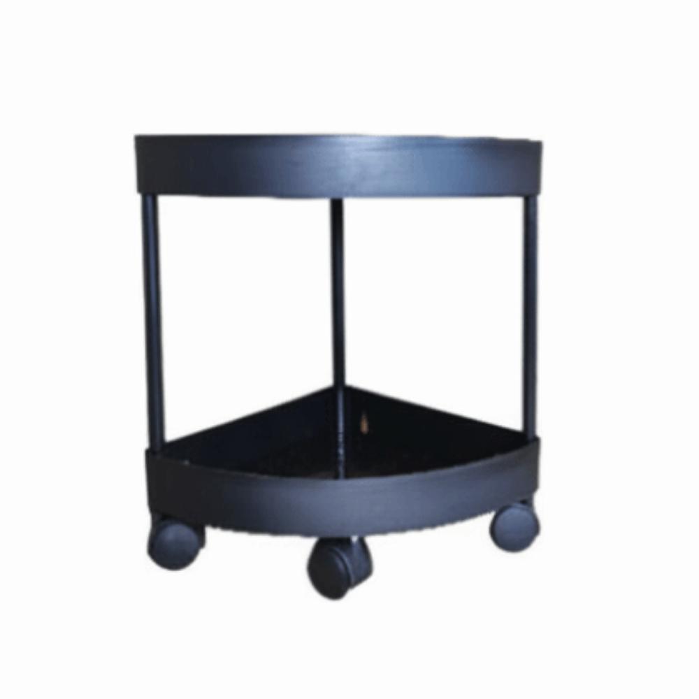Multi-Tier Corner Storage Rack Large Capacity Mobile Storage Rack  Bathroom 2 floors Black