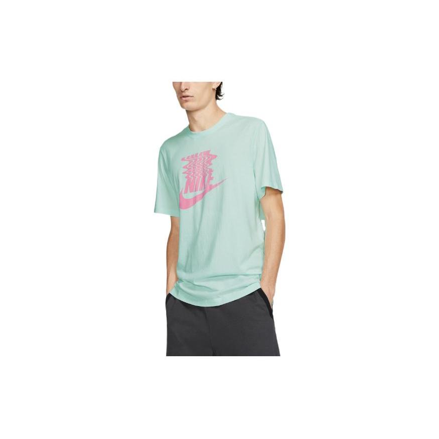 Nike T Shirts Men's Green Crew Neck Moderate Straight Fit BQ1266-336
