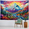 Natural Landscape Oil Painting Tapestry Wall Hanging Bohemian Mountain Forest Background Wall Bedroom Aesthetic Decoration