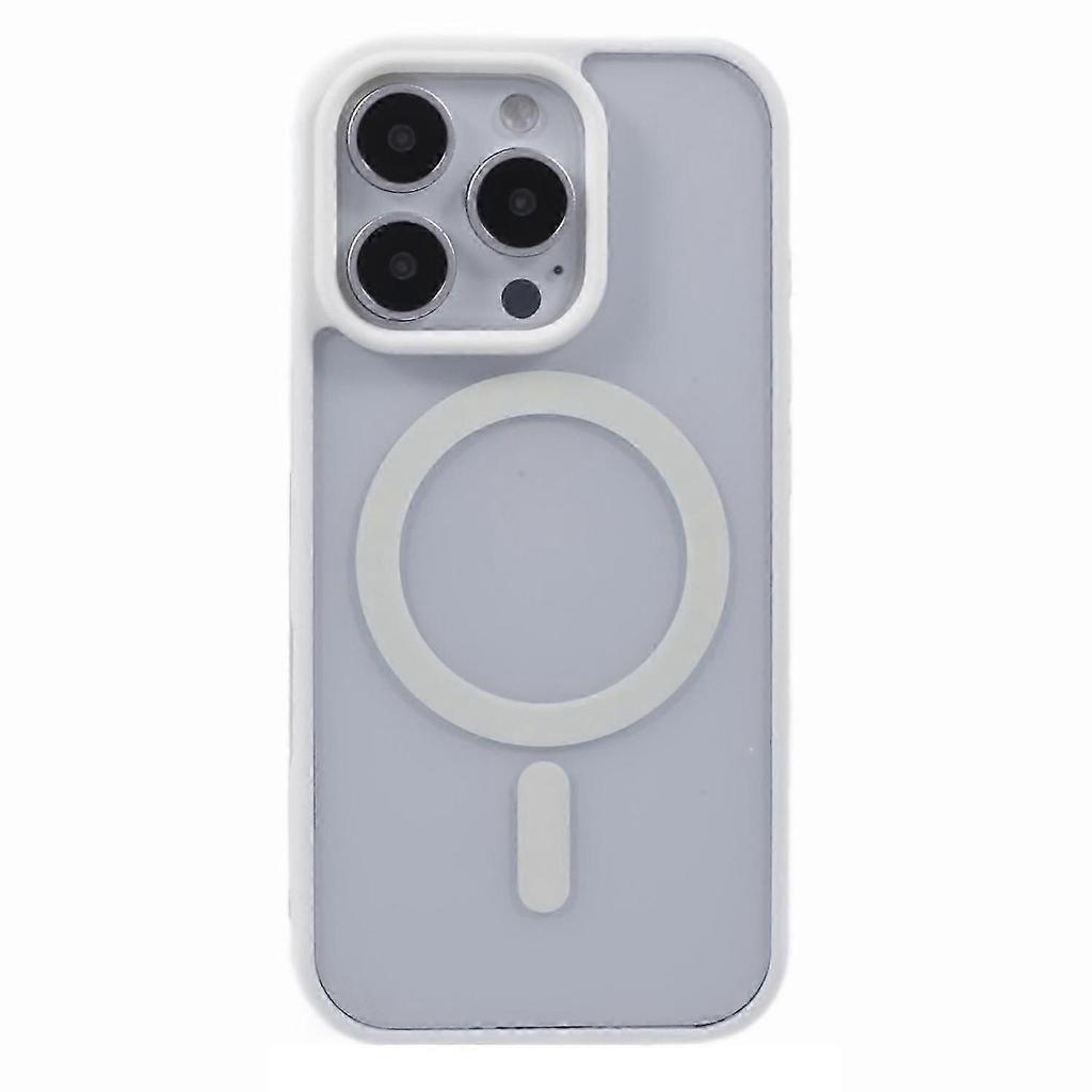 For iPhone 16 Pro Max Case Compatible with MagSafe Shockproof PC+TPU Clear Phone Cover-White