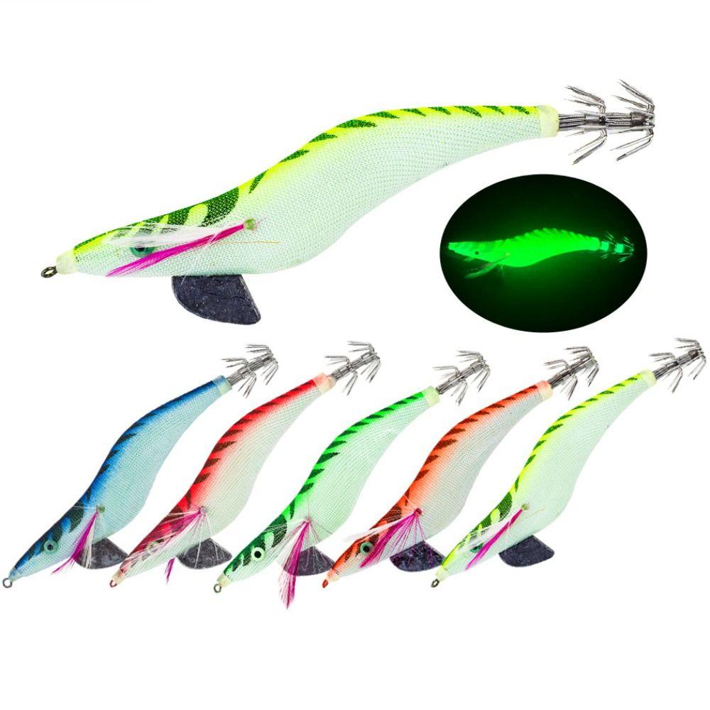 Green Blue Red Yellow Wood Shrimp Lures ABS Fishing Bait New Octopus Lure Fishing Accessories