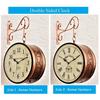 (10 INCH - One Side English Other Roman Numbers) Vintage Clock Iron Handcrafted Double Side Analog Clock , Rose Gold Finish, Floral Design