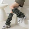 Harajuku Cargo Leg Cover with Adjustable Drawstring Motorcycle Punk Baggy Footless Socks Leg Warmer Gaiters for Women