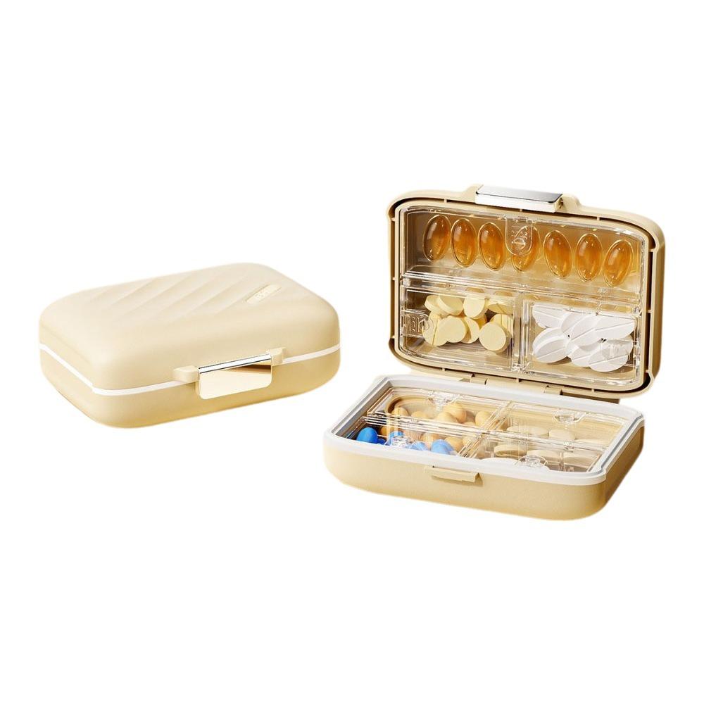 Sealed Pill Organizer Weekly Pill Storage Case Mini Drug Divider Case  Weekly Storage бежевый