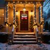 Artificial Pine Holiday Wreath With Energy Efficient Lights Intelligent Dusks Sensor For Porch Mantels Window Decors