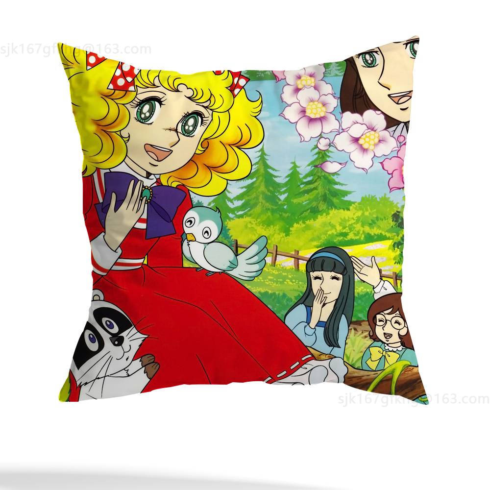 C-Candy Süßigkeit Anime Kissenbezug Anti-Milben Kissenbezug Unsichtbarer Reißverschluss seidiger kurzer Plüsch Sofakissenbezug