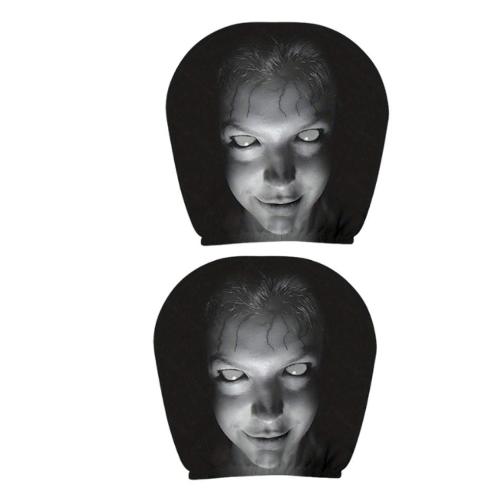 2Pcs Exaggerated Car Headrest Covers Funny Face Expressions Car Seat Headcover Journey Must-Have