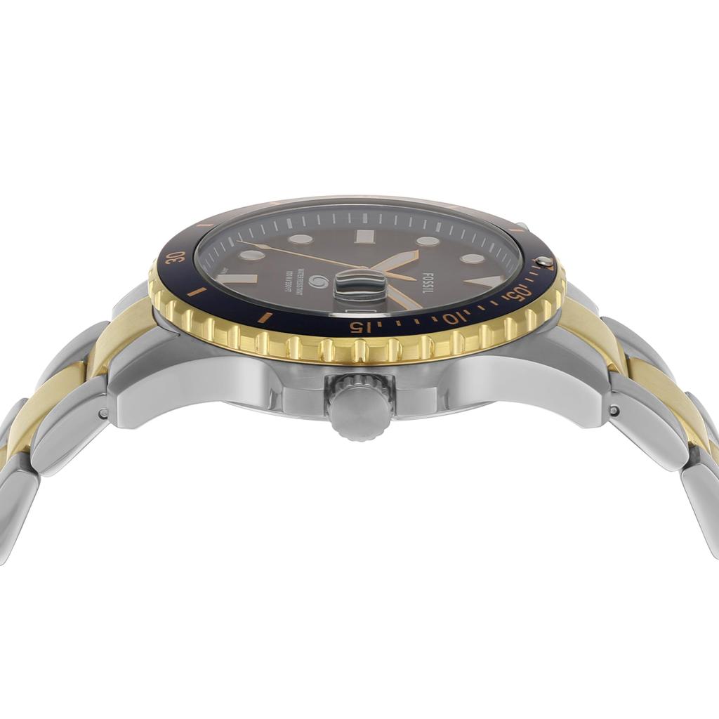 FOSSIL BLUE DIVE Date Stainless Steel Watch Three-Hand Two-Tone