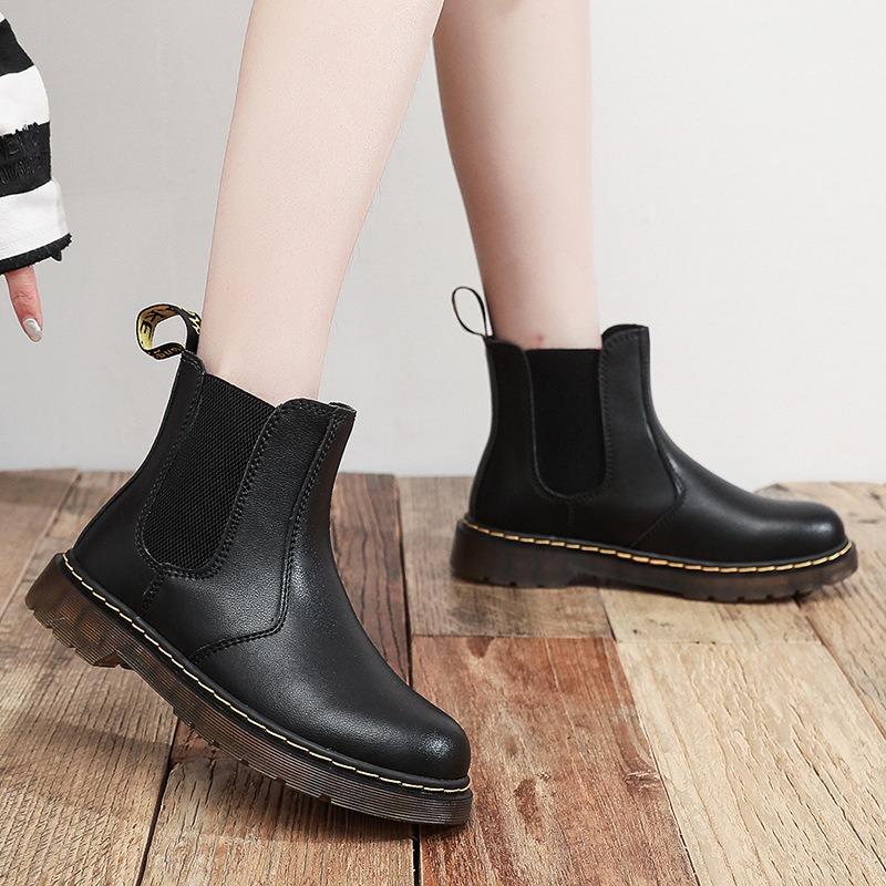 Chelsea Boots Damskinn Par Martin Boots Herr Brittiska Korta Stövlar Herr och Dam Casual Stor Storlek Läderskor