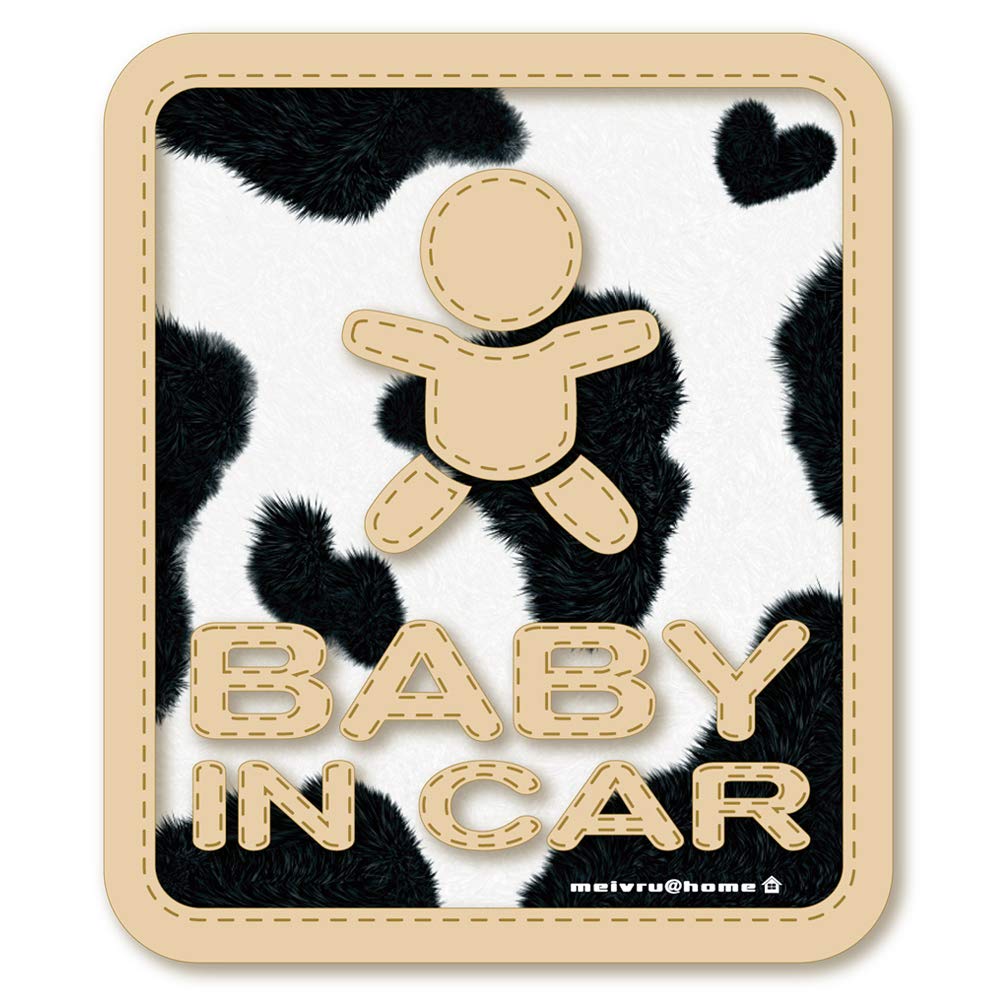 Cow pattern BABY IN CAR baby in car sticker baby Approximately 13cm x 11cm красный