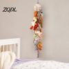 Macaron Color Toy Storage Stuffed Doll Cotton Hanging Chain, Wall Mounted Organizer with Mini Figure Rack Metal Clips, Boho Display Strap for