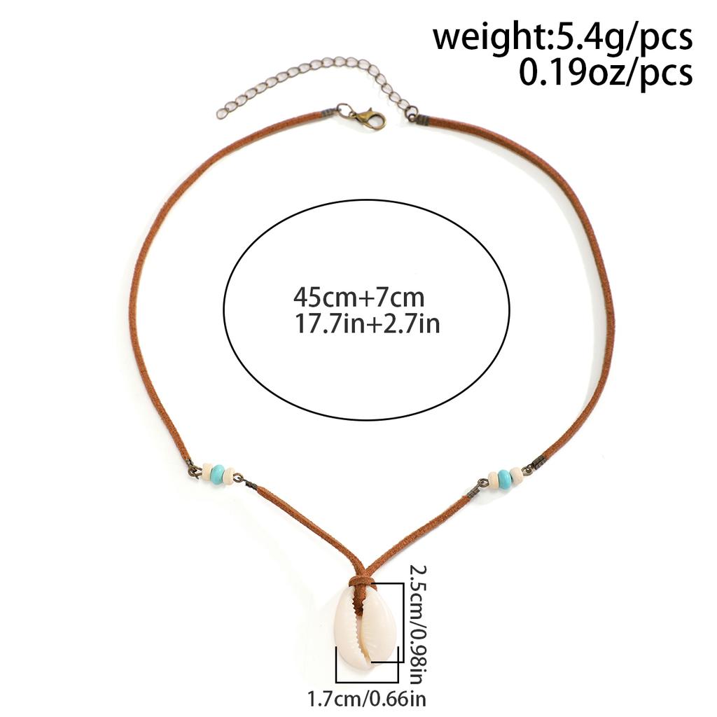 Salircon Bohemian Simulation Shell Pendant Choker Simple Brown Korean Velvet Clavicle Necklace Men's Casual Party Jewelry