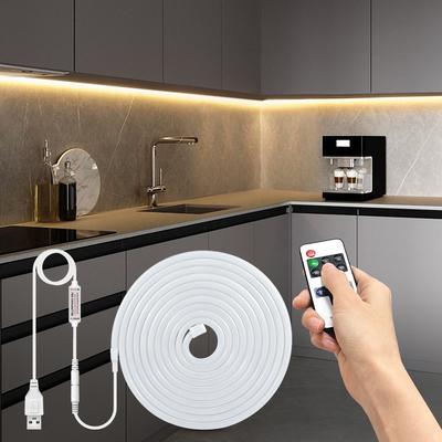 1M 2M 3M Dimmable LED Under Cabinet Lights USB 5V Neon Strip Wireless RF Remote Control Switch DIY Kitchen Bathroom Closet Lamp