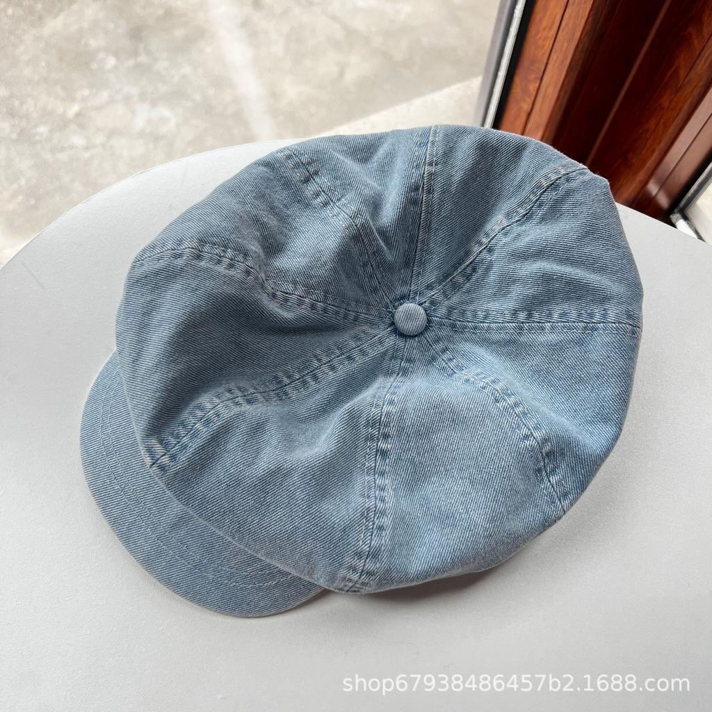 Cloud cowboy beret female spring and autumn big head circumference literary retro painter hat British newsboy hat peaked cap