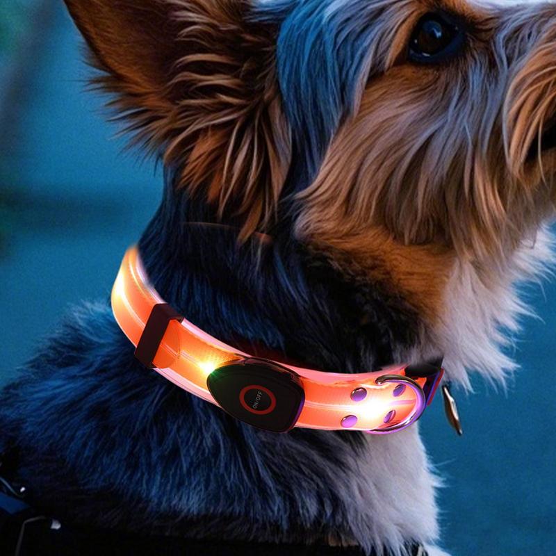 Light up Dog Collar Rechargeable Led Dog Safety Necklace Light Adjustable Glowing Collar for Night Walking Dark Outdoor