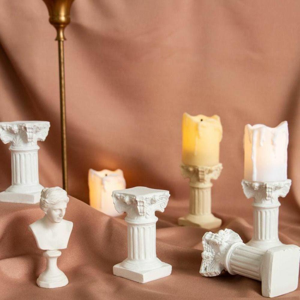 Home Decor Classical Architecture Miniature Roman Column Handicraft Photography Props Candlestick
