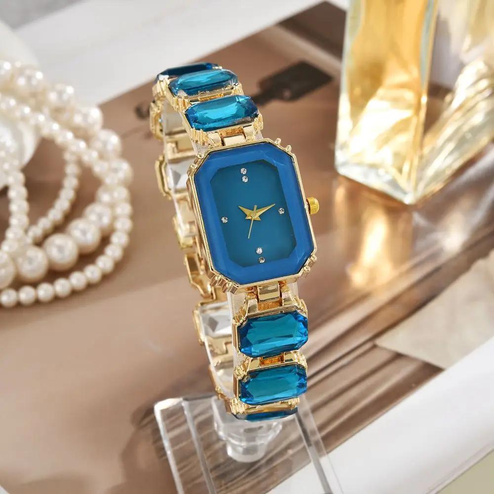 2025 Neue Damen Uhren Luxus Diamant Quadratisch Quarzwerk Edelstahl Uhr Original Gold Mode Kleid Damen Uhr