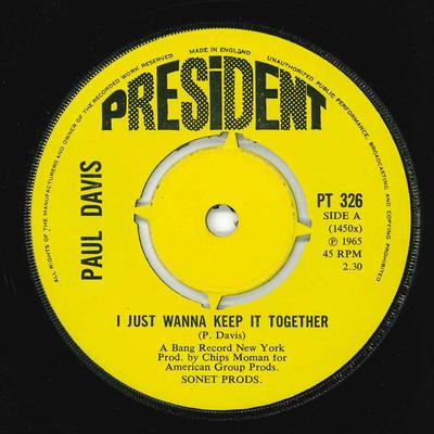 7inch Record PAUL DAVIS  I Just Wanna Keep It Together PT326 PRESIDENT 1971 UK Rock Used