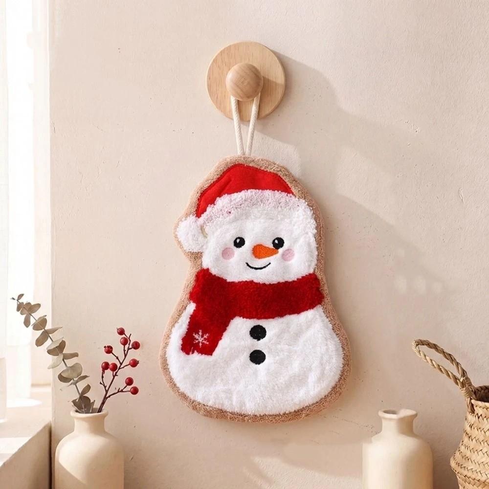 Kawaii Xmas Hanging Hand Towel Creative Cleaning Hand Cloth Christmas Tree Hand Towel Home Decor