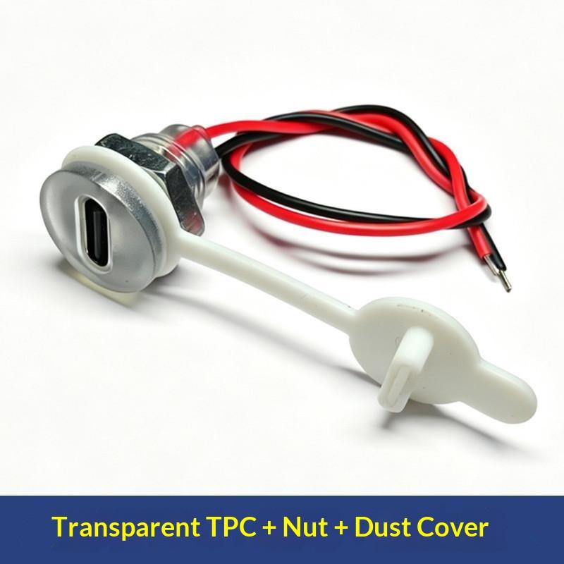 Threaded Type C Female Socket Connector Pre Soldered Wires Anticorrosion Shell For Diy Car Modification Device Repair