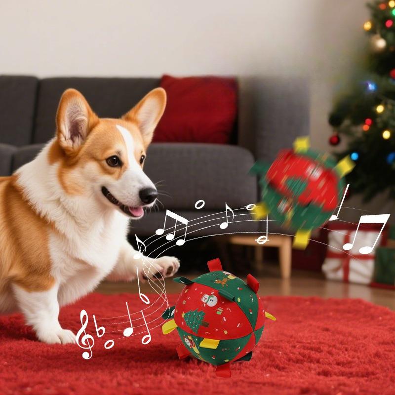 Christmas Dog Toy Ball Grinding Teeth Self-hi Stuffy Artifact Plush Interactive Gnawing Pet Interactive Toy Dog Toys Puppy Toys