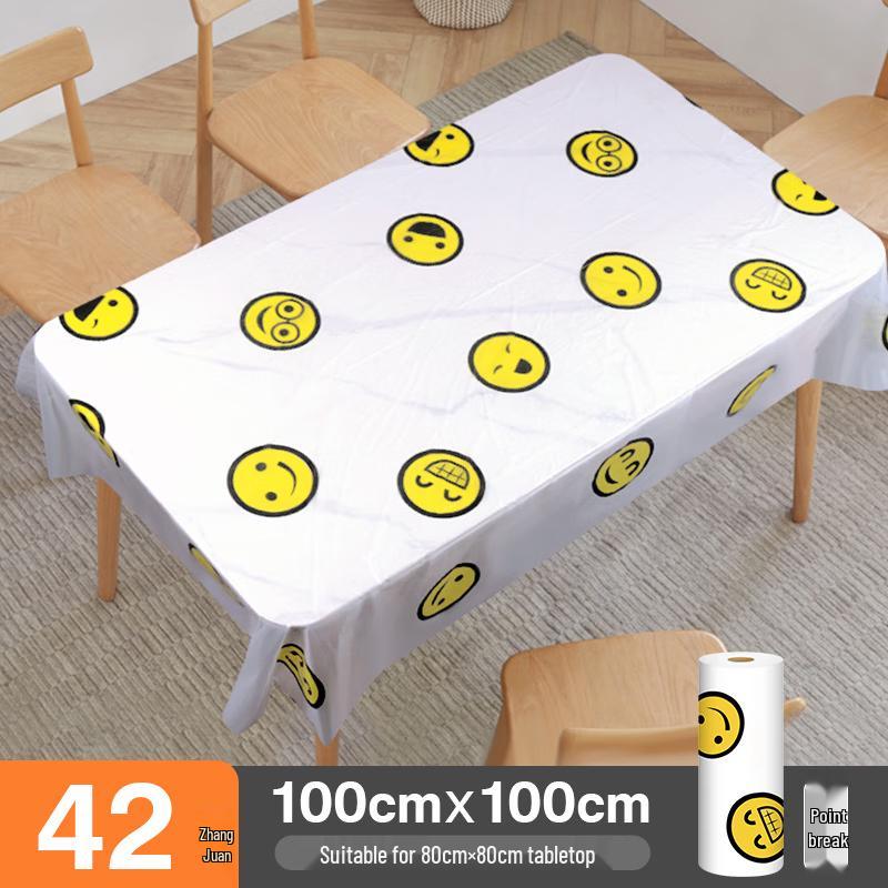 DYMAYKI Smiley Face Disposable Plastic Tablecloth