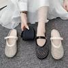 Premium sense rhinestone Mary Jane bag head half slippers women's 2025 new summer wear half tray single shoes French sandals