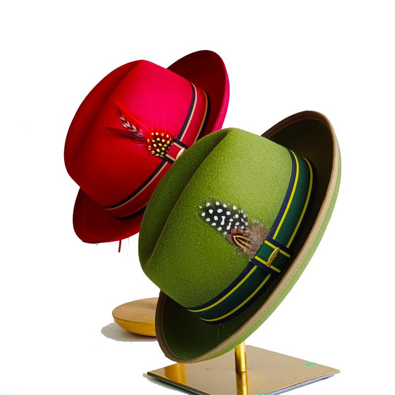 Yiran Dayang Hat Women's Red Hamburger Hat Retro Men's Spring Hat Unisex Men's New Arrivals Curved Brim Wide Brim Fedora Hat Sombrero Hombre 58Cm