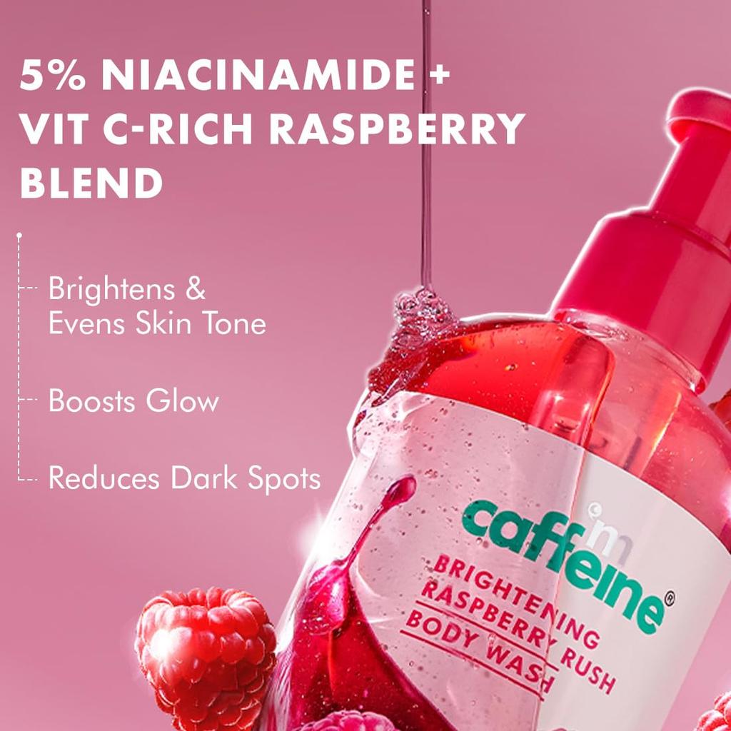 mCaffeine Brightening Body Wash 300ml Pack of 1 | Niacinamide & Raspberry Shower Gel for Dry Skin Glow