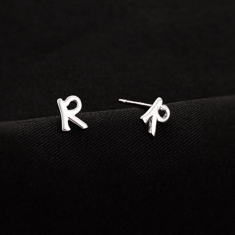 Banyan Tree S925 Silver English Alphabet Earrings for Women - Small, Comfortable, Single Earrings for Sleeping