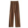 Retro cordfløyelbukser med høy midje Kvinner Vår Høst Rett Uformell bukser i full lengde Koreansk mote Baggy All Match Black Pant Plus Size