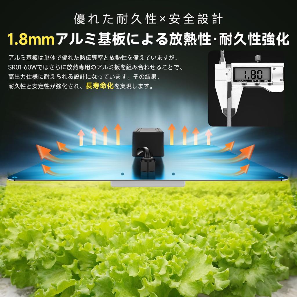 Plant Grow Light LED 60W Panel [Improved Heat Dissipation Efficiency/IP65 Waterproof] Warm White 256 LEDs Full Spectrum UV/IR Long Life Quantum Lamp I