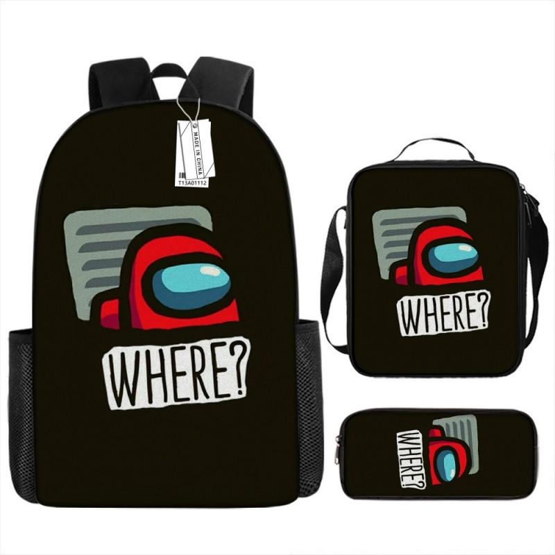 Among Us Themed School Backpack Set Kids - 3PCS Shoulder Bag Pencil Case Oxford Fabric Breathable Waterproof