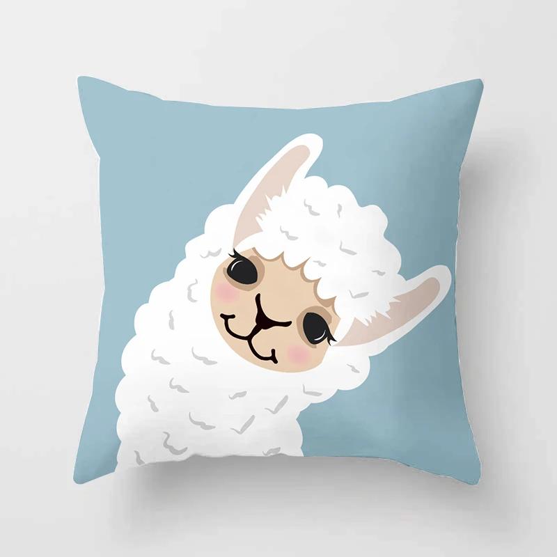 

Cartoon Alpaca Llama Decorative Cushions Pillowcase Polyester Cushion Cover Throw Pillow Sofa Decoration Pillowcover 45x45cm 18x18in