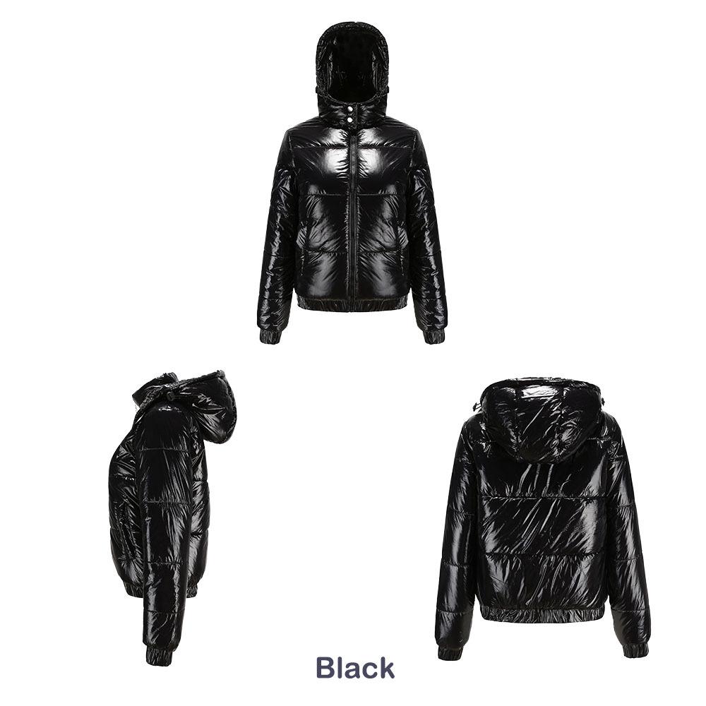 Damglänsande bomullsjacka med huva - Stänksäker, långärmad, europeisk och amerikansk höst-/vintermode