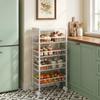 4-tier storage cart, rolling utility cart with removable baskets, metal frame, white