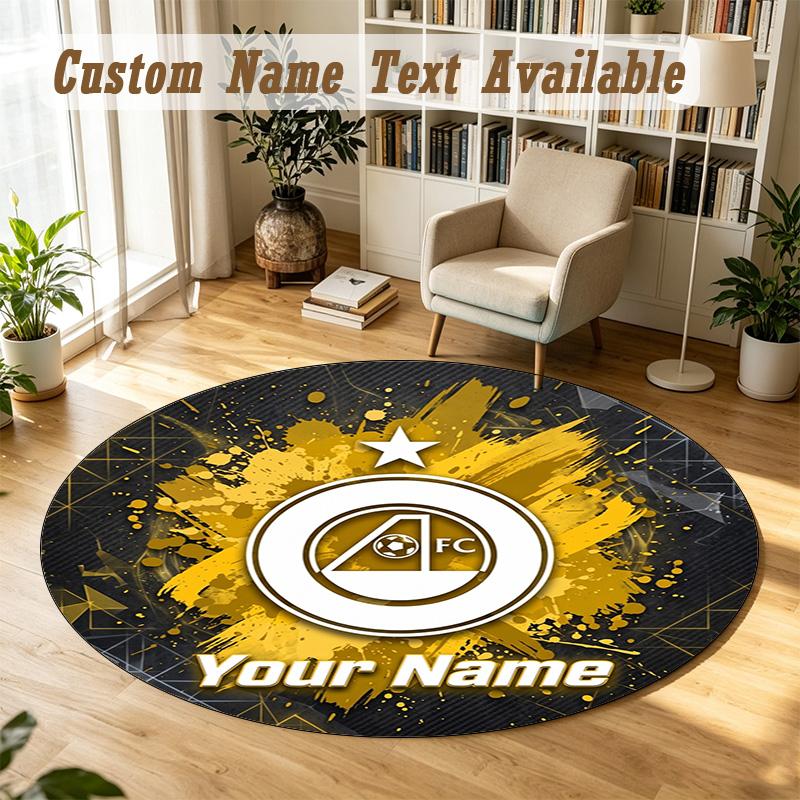 Round Rug Custom NameAberdeen FC Pattern Non Slip Carpet Home Floor Decor