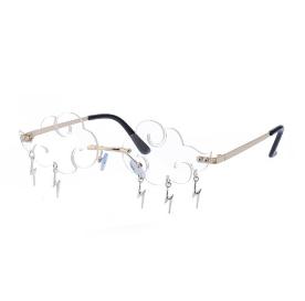 Lightning Pendent Sunglasses Funny Clouds Shaped Sunglasses Rim-Free Sunglasses 90s Disco Party Spectacles Sun Spectacles Steampunk