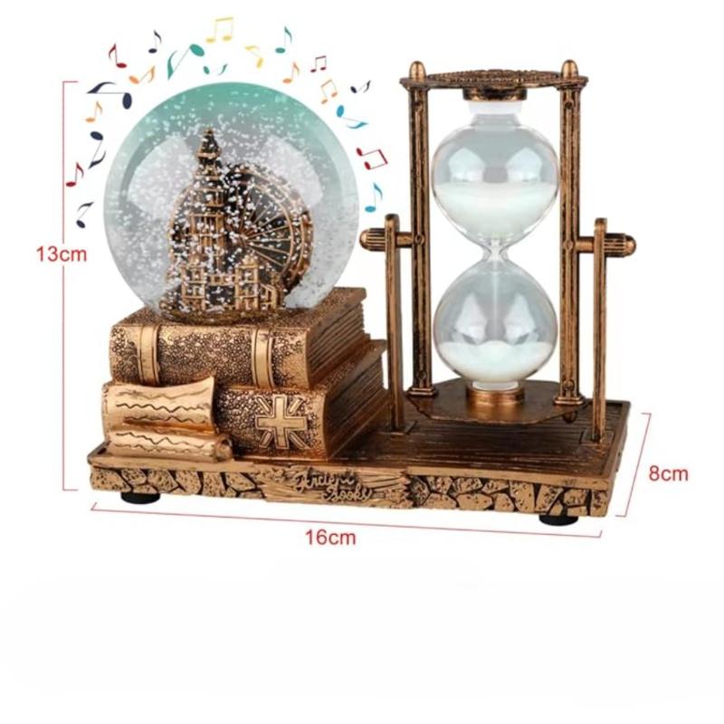 LED Muzyczna Kryształowa Kula Śnieżna, Klepsydra Piaskowa, Klepsydra, Wystrój Domu, Wystrój Stołu